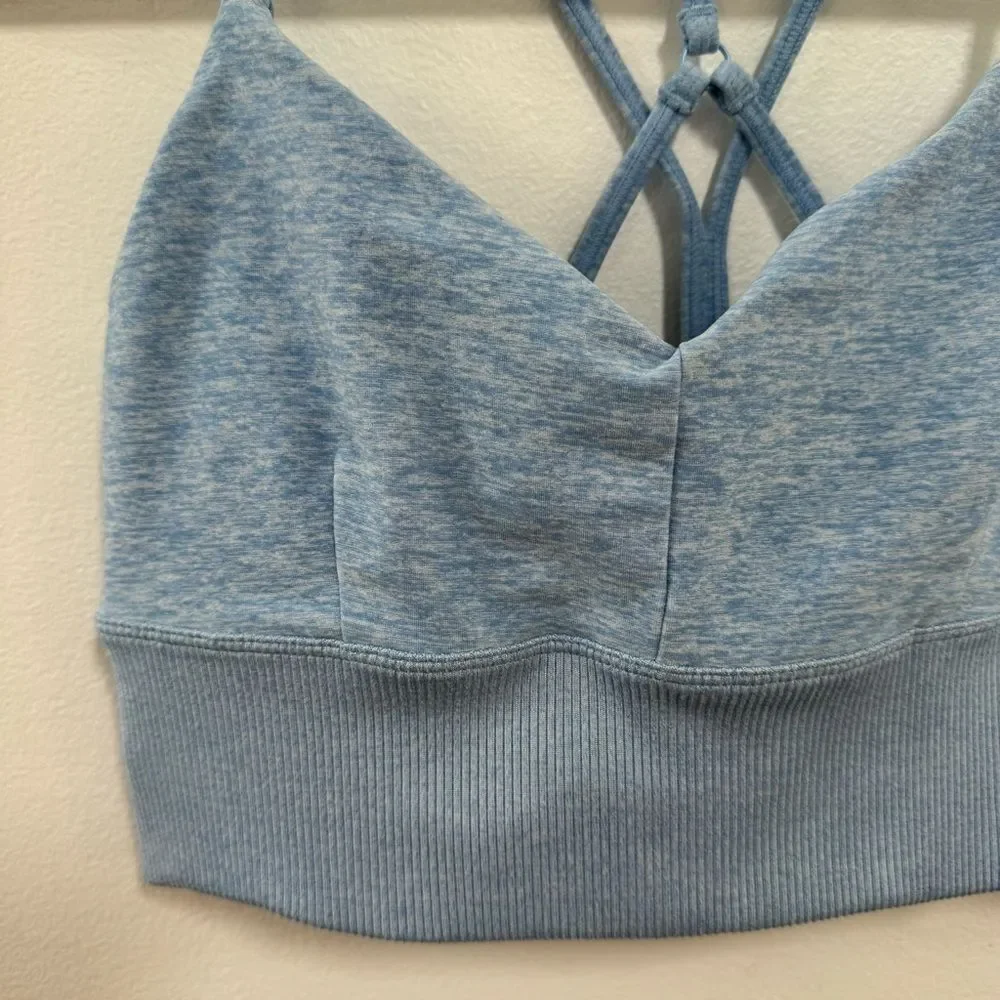 Alo Yoga baby blue cross back sports bra
